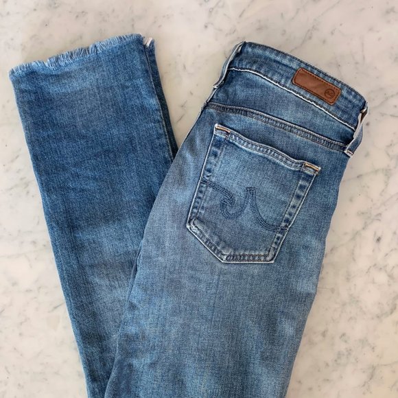 SOLD: AG Mari High-Rise Straight Jean Raw Hem, 28R - Picture 3 of 4
